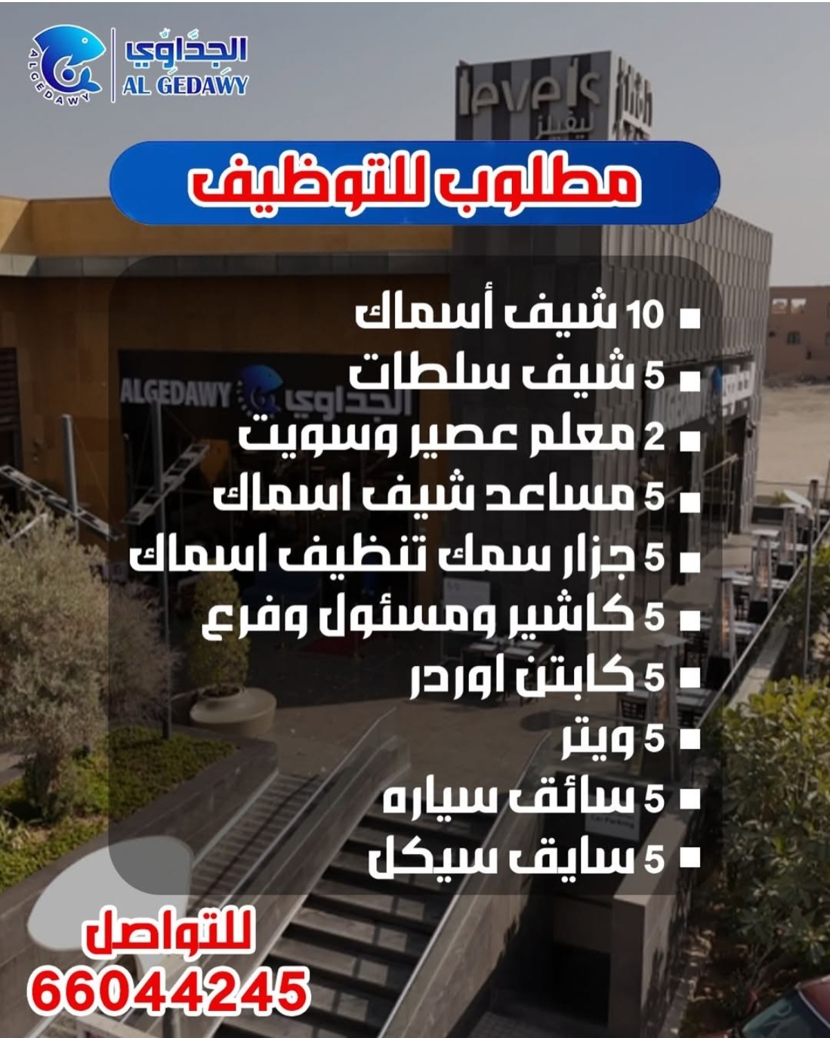 مطلوب للتوظيف لمحل اسماك